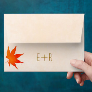 Fall Maple Leaf Pre Addressed Wedding Envelope