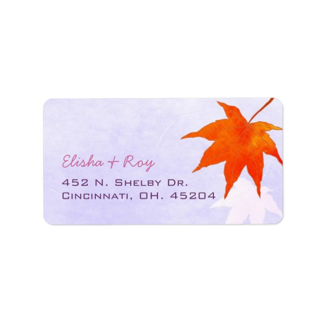 Fall Maple Leaf Simple Wedding Address Label (Front)