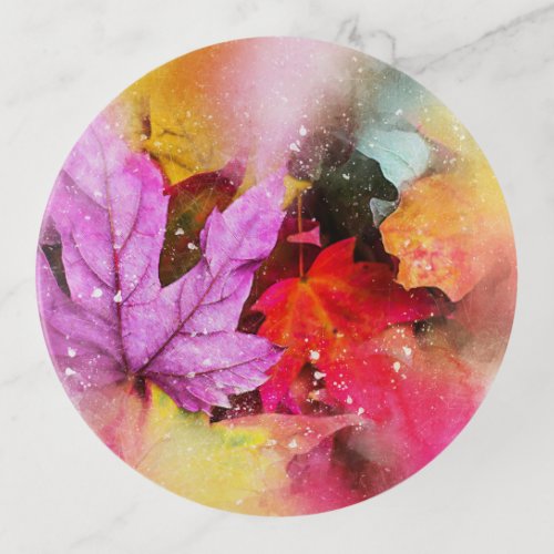 Fall maple leaf watercolor autumn pastel elegant  trinket tray