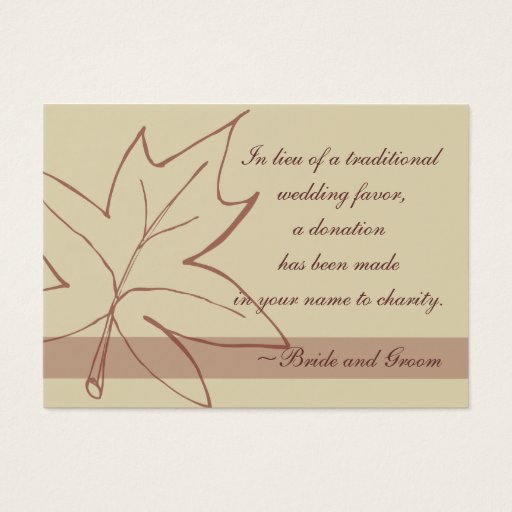 Customizable Fall Maple Leaf Wedding Charity Favor Card Business Card Templates