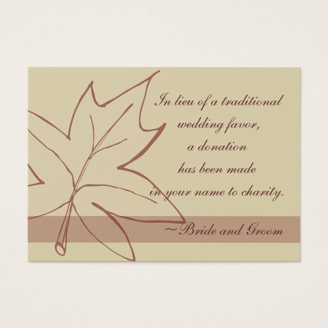 Fall Maple Leaf Wedding Charity Favor Card (Front)