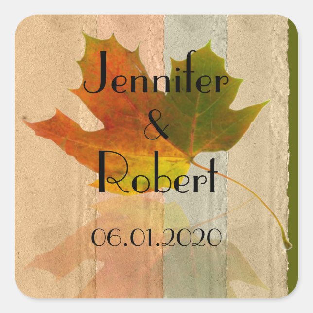 Fall Maple Leaf Wedding Envelope Seal (Front)