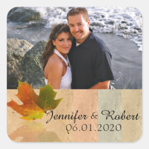 Fall Maple Leaf Wedding Favor Sticker