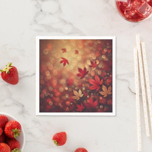 Fall Maple Leaves Bokeh Effect Decoupage Paper Napkins