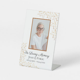 Fall Maple Leaves Celebration of Life Funeral Pedestal Sign