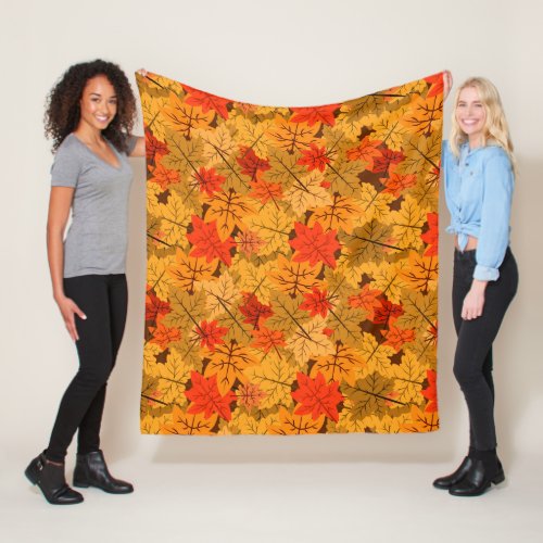 Fall Maple Leaves Fleece Blanket