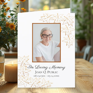Fall Maple Leaves Funeral Wake Memorial Sympathy Letterpress Thank You Card