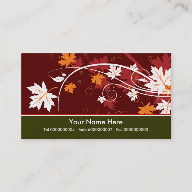 Fall maple leaves in autumn colors business card (Front)
