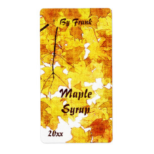 Fall maple leaves maple syrup label