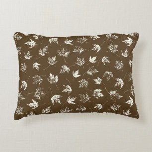Fall Maple Leaves on brown - seamless pattern. Accent Pillow