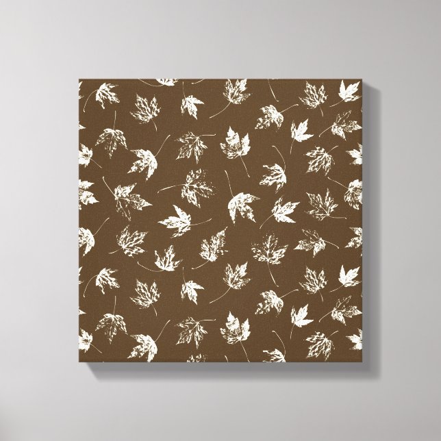 Fall Maple Leaves on brown - seamless pattern.   Canvas Print (Front)
