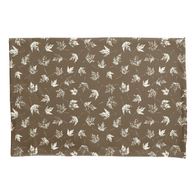 Fall Maple Leaves on brown - seamless pattern.   Pillow Case (Front)