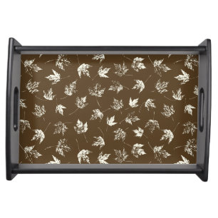 Fall Maple Leaves on brown - seamless pattern. Serving Tray