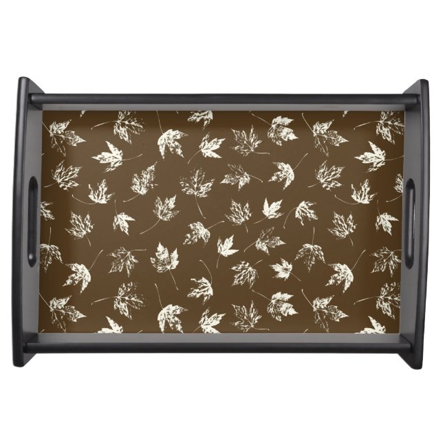 Fall Maple Leaves on brown - seamless pattern. Serving Tray (Front)