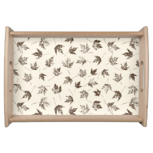 Fall Maple Leaves on cream - seamless pattern.  Serving Tray