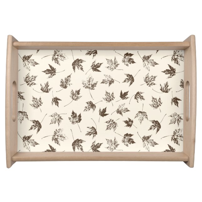 Fall Maple Leaves on cream - seamless pattern.  Serving Tray (Front)