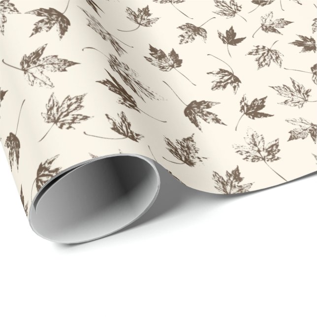 Fall Maple Leaves on cream - seamless pattern.  Wrapping Paper (Roll Corner)
