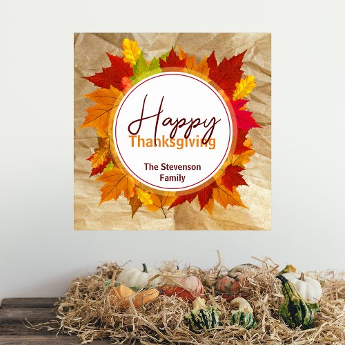 Fall Maple Leaves On Paper Texture Thanksgiving Poster