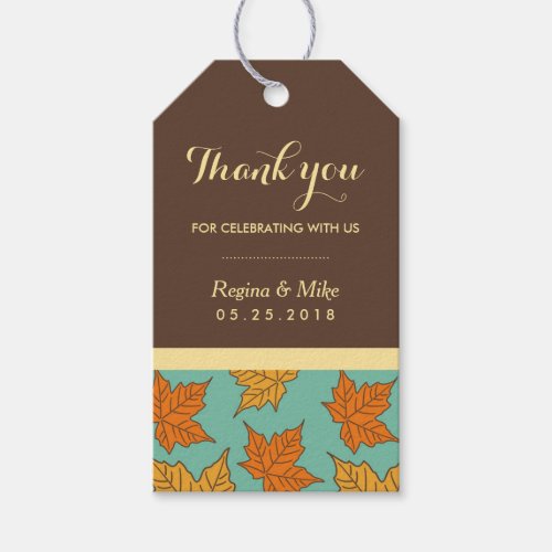 Fall Maple Leaves Pattern Autumn Wedding Gift Tags