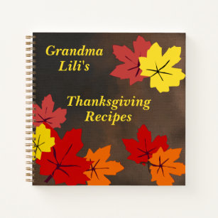 Fall Maple Leaves Personalized Thanksgiving Recipe Notebook
