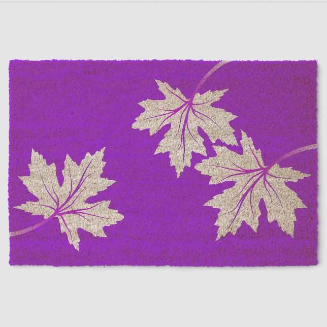 Fall maple leaves purple nature inspired doo fiber doormat (Front)
