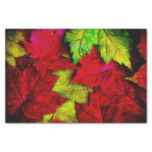 Fall Maple Leaves Red Yellow Black Art Tissue Paper