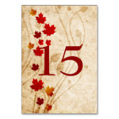 Fall maple leaves, rustic wedding table numbers (Back)