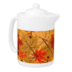 Fall Maple Leaves Teapot