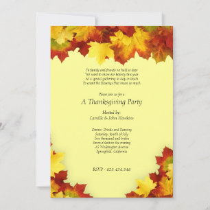 Fall Maple Leaves Thanksgiving Party Invitation