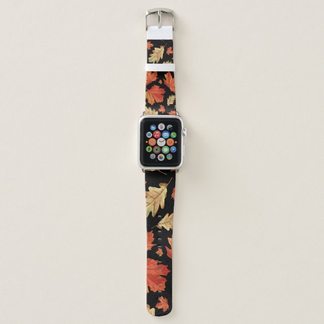 Fall Maple Leaves Thanksgiving Pattern Apple Watch Band (Front)