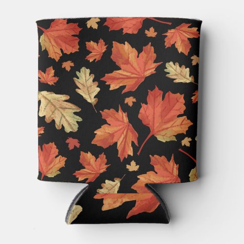 Fall Maple Leaves Thanksgiving Pattern Can Cooler