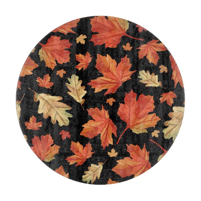 Fall Maple Leaves Thanksgiving Pattern Cutting Board (Front)