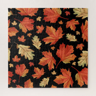 Fall Maple Leaves Thanksgiving Pattern Jigsaw Puzzle