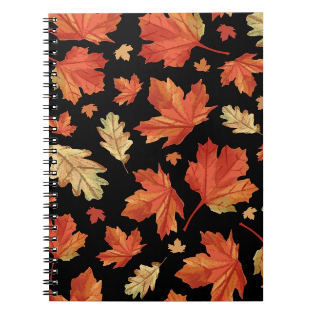 Fall Maple Leaves Thanksgiving Pattern Notebook (Front)