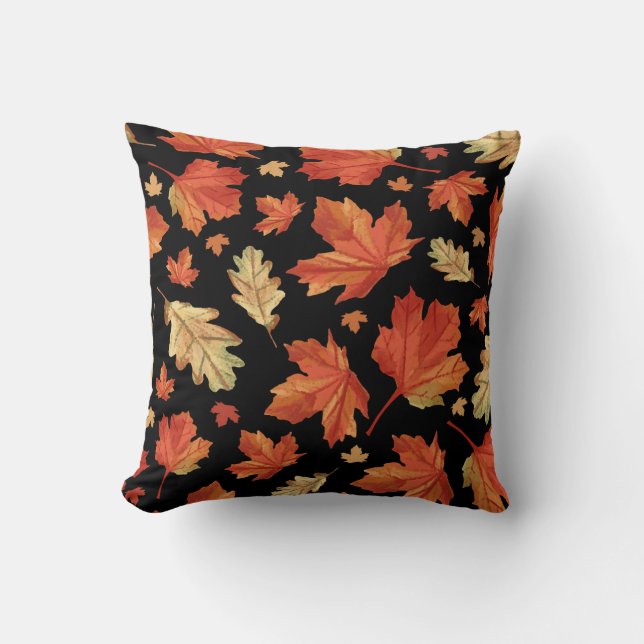 Fall Maple Leaves Thanksgiving Pattern Throw Pillow (Front)