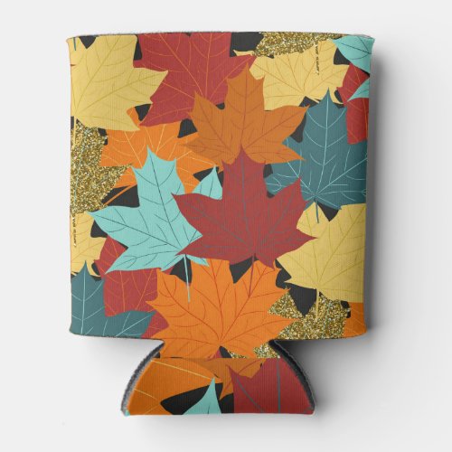 Fall Maple Leaves Vintage Illustration Can Cooler