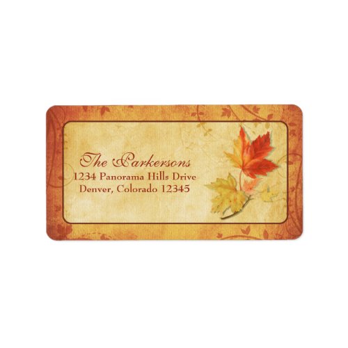 Fall Maple Leaves Wedding Address Labels