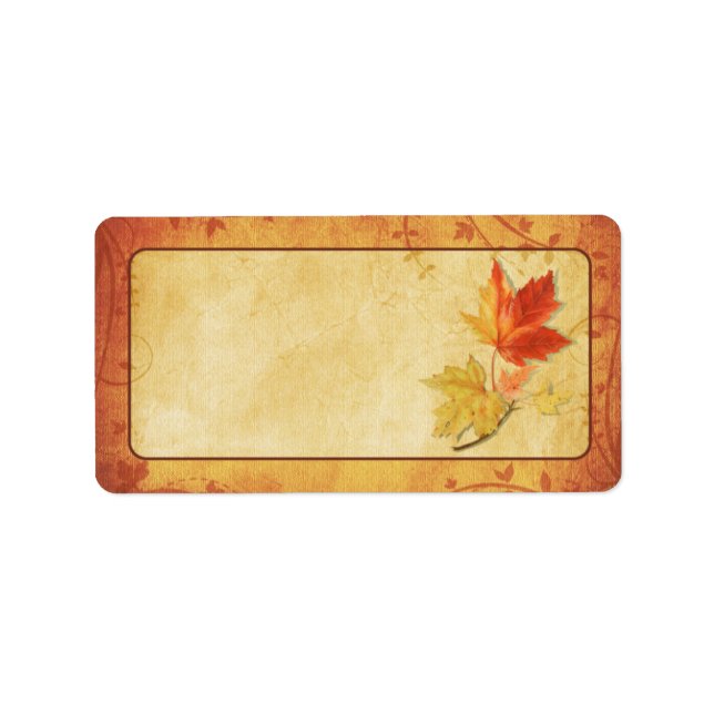 Fall Maple Leaves Wedding Blank Address Labels (Front)
