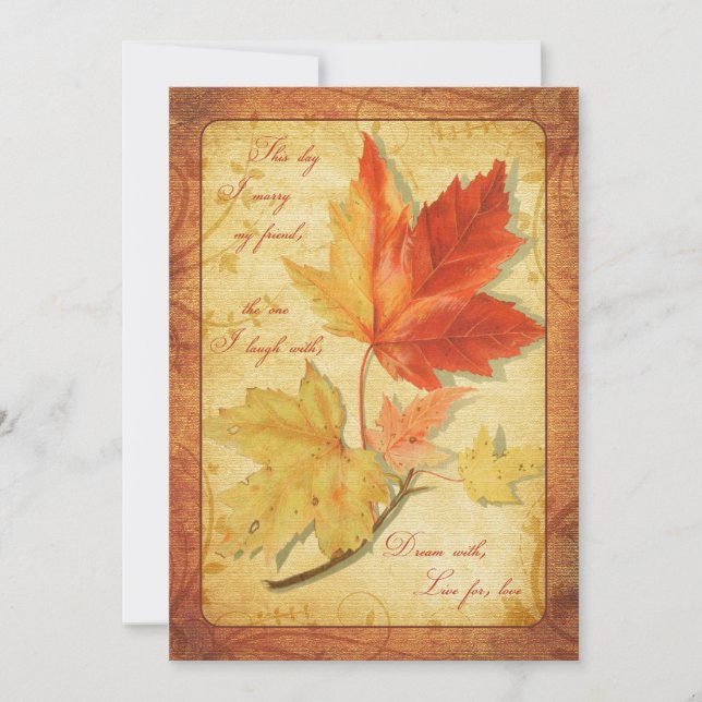 Fall Maple Leaves Wedding Invitation (Front)