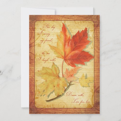Fall Maple Leaves Wedding Invitation