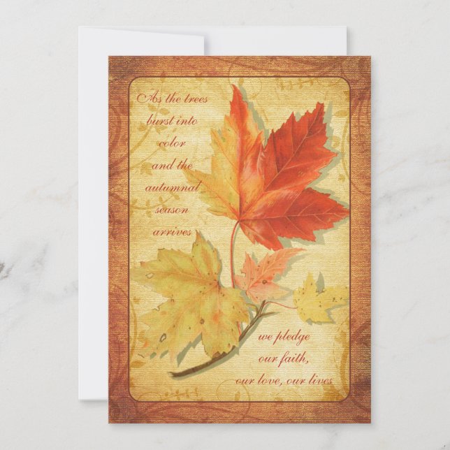 Fall Maple Leaves Wedding Invitation Ver Three (Front)