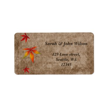 fall maple  leaves wedding ,return address label