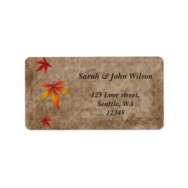 fall maple  leaves wedding ,return address label (Front)