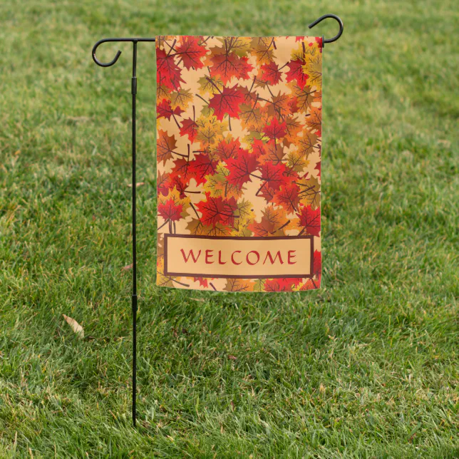 Fall Maple Leaves - Welcome Garden Flag | Zazzle