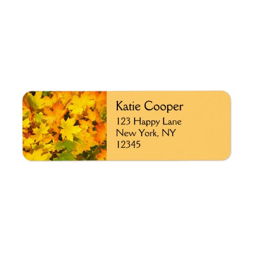 Fall Maple Leaves with Autumn Colors Label