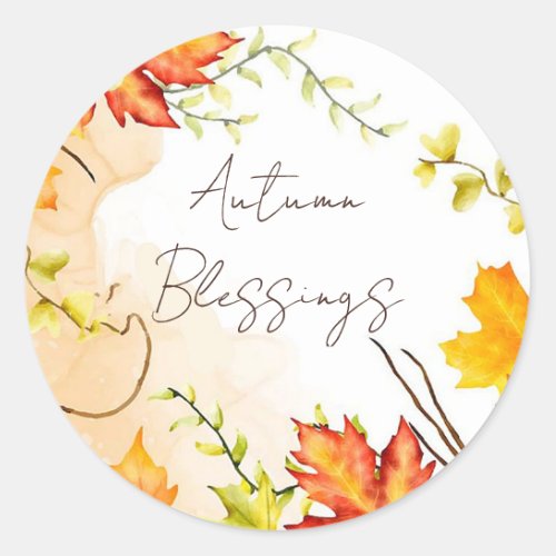 Fall maple leaves with custom text classic round sticker