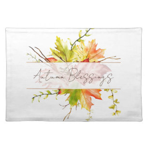 Fall maple leaves with custom text cloth placemat