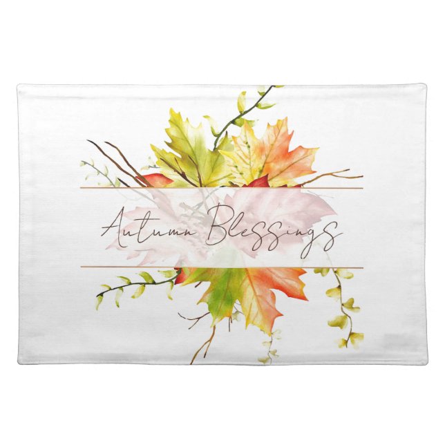 Fall maple leaves with custom text  cloth placemat (Front)