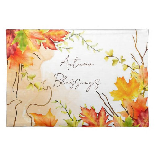 Fall maple leaves with custom text    cloth placemat