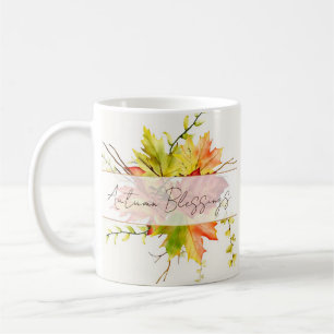 Fall maple leaves with custom text coffee mug